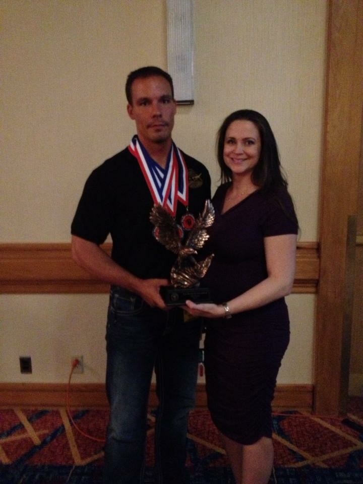 Liz Byrne with his medals