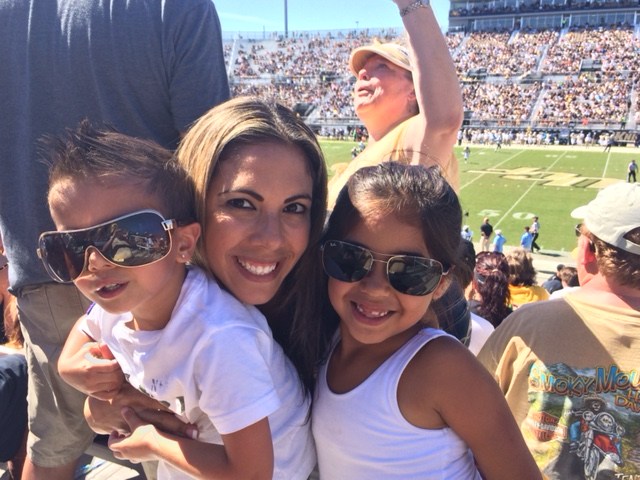 Mara and kids at stadium